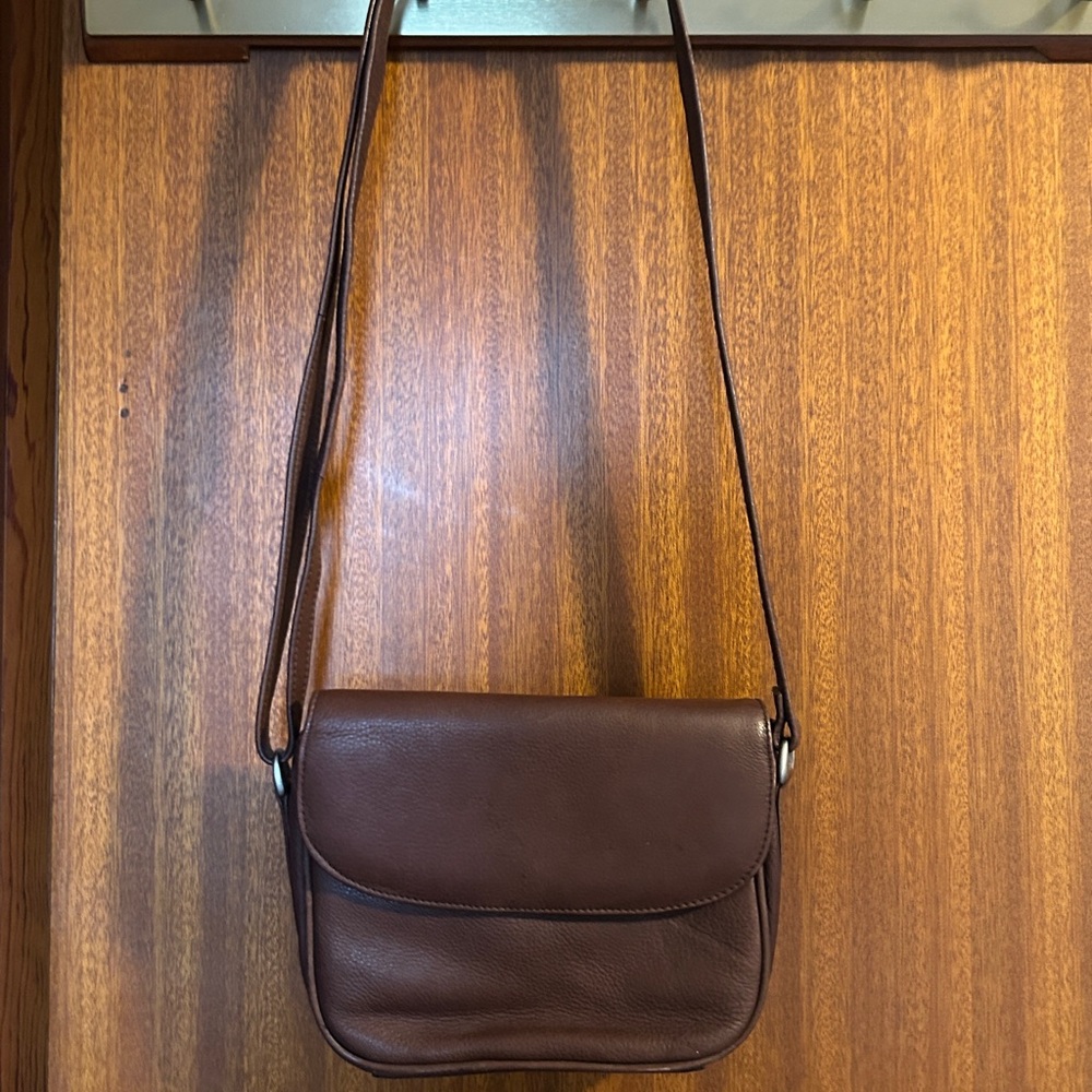 Vintage Genuine Leather Brown Saddlebag Shoulder Bag Crossbody Purse